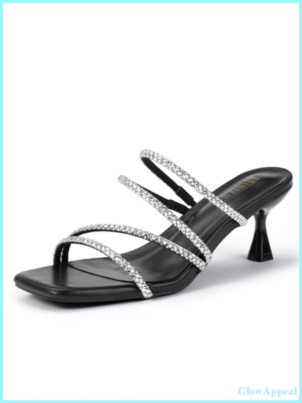 IDIFU Rhinestone Strappy Kitten Heels Slip On Slingback Sandals Wedding Prom